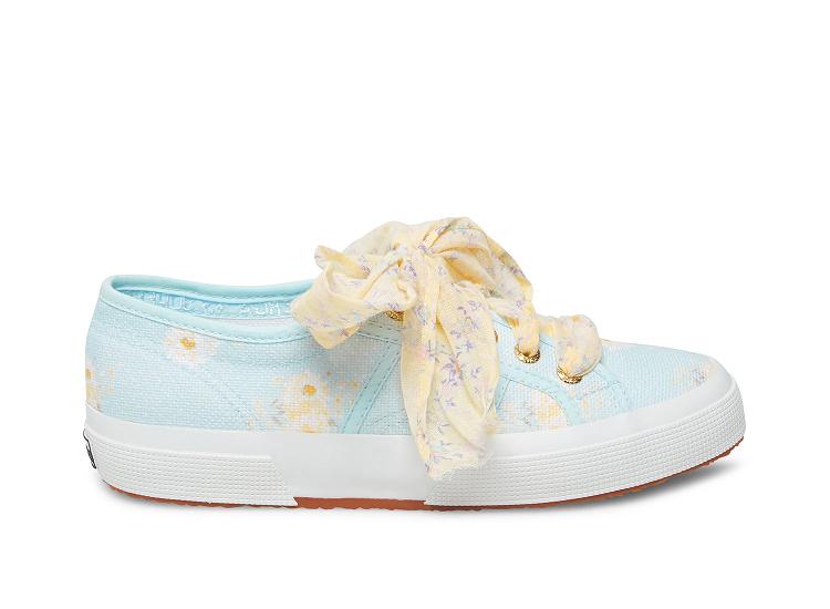 Superga 2750 Fancotw Blue Yellow - Womens Superga x LoveShackFancy Shoes